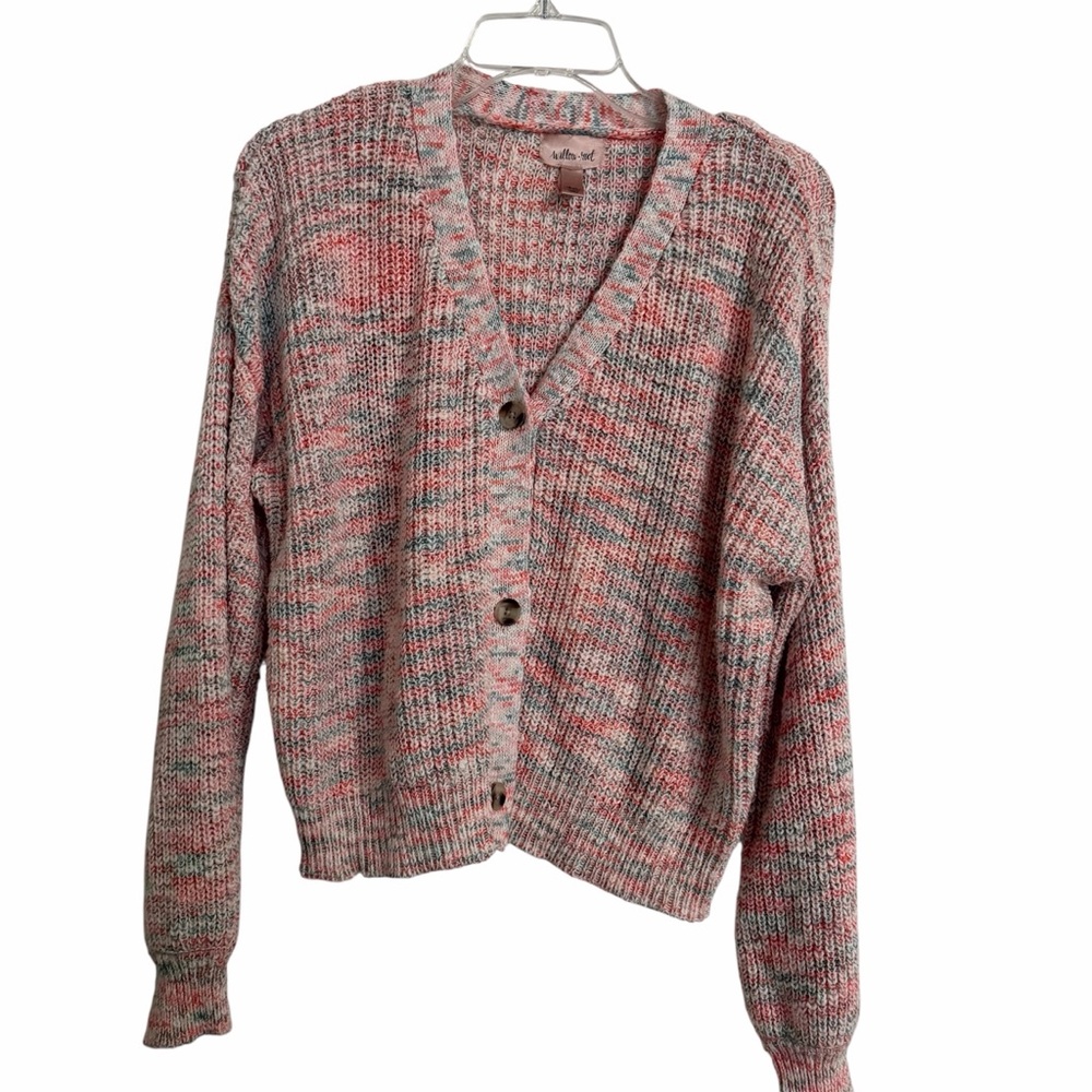 Willow & Root Cozy Knit Cardigan in Pink and Light Blue - M